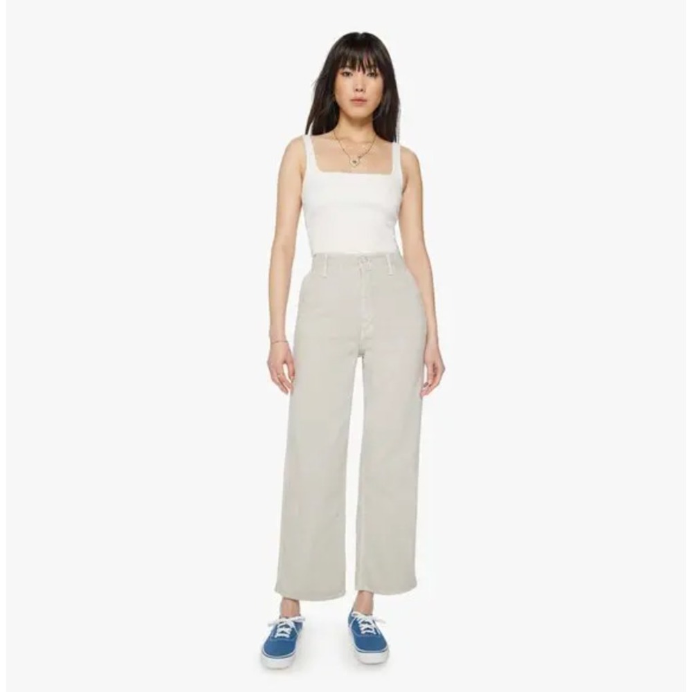 MOTHER The Major Zip Ankle Jeans in Oatmeal Women 28 Wide Leg Stretch USA‎ Made